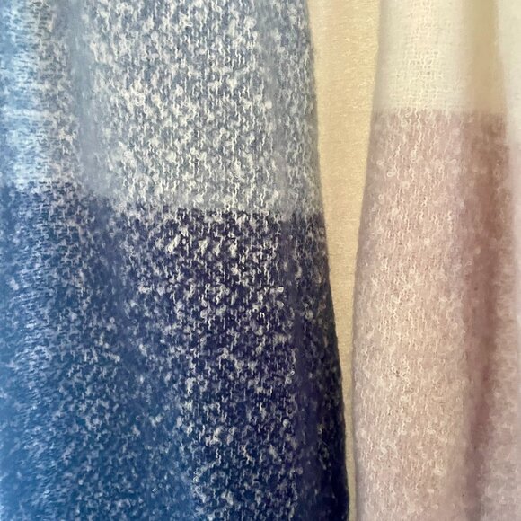 Mixit Ombre Scarf Blue Pink White Fringe | Soft Cozy Winter Wrap 80x20 | Chunky - Picture 3 of 5